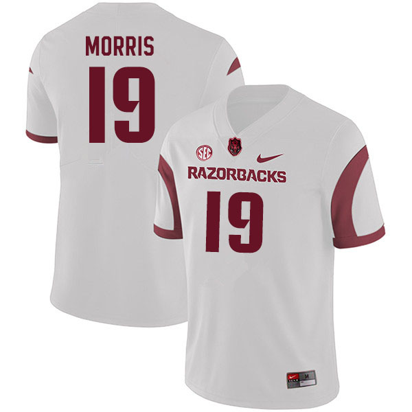 Men #19 Tyson Morris Arkansas Razorbacks College Football Jerseys Sale-White - Click Image to Close
